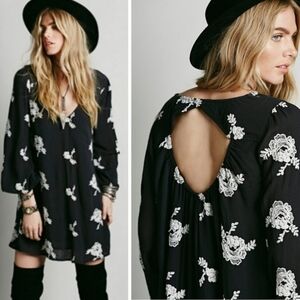 Free People Embroidered Austin Swing Mini Dress, M